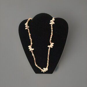 Vintage Hawaiian Mini Conch & Cowrie Sea Shell Necklace Natural Beaded Lei